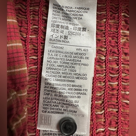 NWT Levi's Checkered Sweet Heart Neck Ruched Tie Front Crop Statement Top - Picture 11 of 13